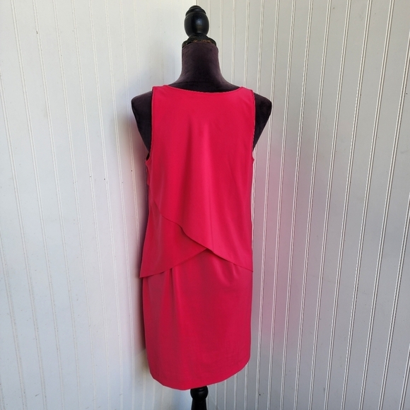 Ann Taylor Women's Tiered Hot Pink Sleeveless Layered Dress Size 6 - Picture 5 of 13